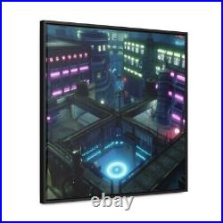 Neon Lights Cyber Punk Futuristic SteamPunk Gallery Canvas Wrap with Square Frame