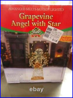 New 4ft Advanced Multi-Motion Lighted Grapevine Angel with Star Indoor/OutdoorOOS