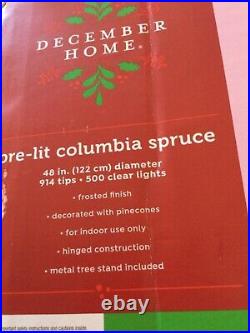 New 7Ft Pre Lit Columbia Spruce Lifelike Frosted Finish Christmas Tree Pinecones