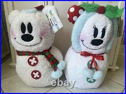 New Disney Magic Holiday Greeter 20in Mickey & Minnie Mouse Snowman FreeS&H