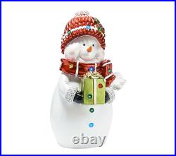 New Kringle Express 22 Illuminated Resin Snowman with Hat and Scarf RED
