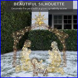 New Lighted Christmas Nativity Scene Outdoor Decor with LED Lights 6ft Brown