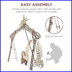 New Lighted Christmas Nativity Scene Outdoor Decor with LED Lights 6ft Brown