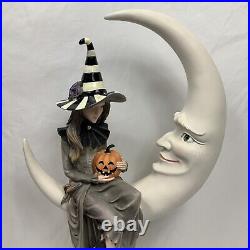New Open Box Mackenzie Childs Halloween Spellbound Witch & Moon Figure 20.5