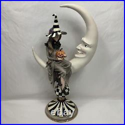 New Open Box Mackenzie Childs Halloween Spellbound Witch & Moon Figure 20.5
