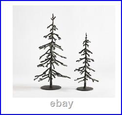 New Pottery Barn Bronze Sculpted Set of 2 Trees Medium & Large Christmas NWT