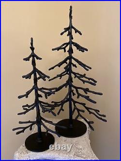 New Pottery Barn Bronze Sculpted Set of 2 Trees Medium & Large Christmas NWT