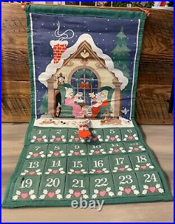 New Vtg 1987 Avon Countdown to Christmas Fabric Advent Calendar With Cute Mouse