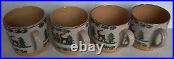 Nicholas Mosse Reindeer Christmas Holly Cups Mugs Set of 4 Crazing on Interior