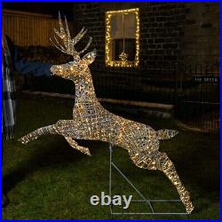 Noma 1.5m Christmas Grey Rattan Leaping Reindeer Stag LED Dual Colour Figure