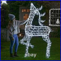 Noma 200cm Outdoor Reindeer Standing Wicker Figure With 400 White LEDs Garden