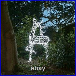 Noma 200cm Outdoor Reindeer Standing Wicker Figure With 400 White LEDs Garden