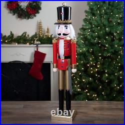 Northlight 36 Red and Gold Wooden Christmas Nutcracker Soldier with Sword