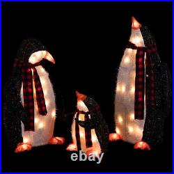 Northlight Set of 3 Lighted Penguin Family Outdoor Christmas Yard Decoration