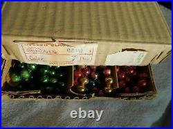 Nos Box Of 3 Mercury Glass Bead Garland Strings Red, Green & Multi Color 9' Ea