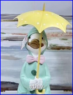 Novogratz Home Spring Easter Duck with Umbrella & Rain Coat Figurine 22'
