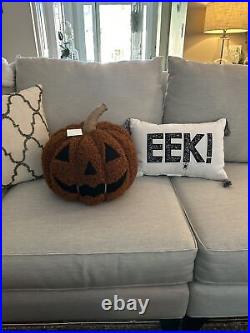 Nwt Halloween Pottery Barn Jack-o'-lantern Pillow & Eek! Spiders Pillow