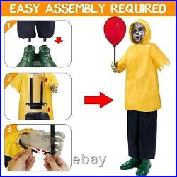 Outdoor, 4 Ft Life Size Animatronics Prop with Glowing Balloon, Sound-Activated