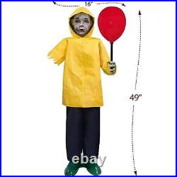 Outdoor, 4 Ft Life Size Animatronics Prop with Glowing Balloon, Sound-Activated