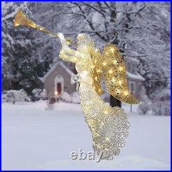 Outdoor Christmas Decor Lighted Trumpeting Angel Display w Wings Indoor 4' Tall