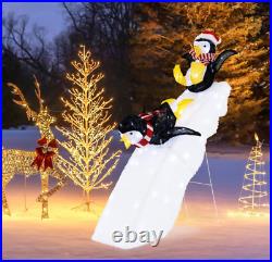 Outdoor Christmas Decoration Lighted Penguin Slide LED Lights Lawn Decor