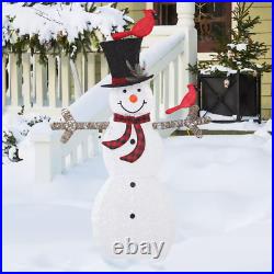 Outdoor Christmas Tree Yard Decor Pre Lit Snowman 5FT Holiday Lawn Decoration