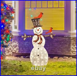 Outdoor Christmas Tree Yard Decor Pre Lit Snowman 5FT Holiday Lawn Decoration