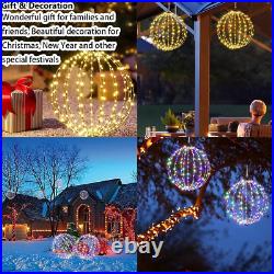 Outdoor Hanging Lighted Sphere, Christmas Decoration Light Balls, 2 in 1 Warm