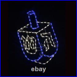Outdoor LED Dreidel Hanukkah Decoration Wireframe Display Blue 32 NEW