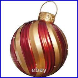 Oversized Christmas Ornament with LED Lights Striped Swirl 20 x 19 x 19