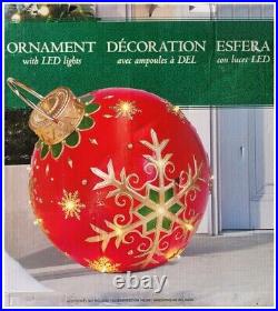 Oversized Red Christmas Ornament with LED Gold Snowflakes Lights
