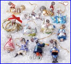 POTTERY BARN Twelve 12 DAYS OF CHRISTMAS MERURY GLASS Ornament Set SOLD OUT NEW