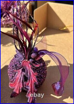 PURPLE FRUIT Feathers Christmas Ornaments Frontgate Holiday Collection Set of 14