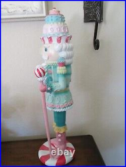 Pastel Candy Christmas Nutcracker-Style/Toy Soldier Statue Peppermint 21 Tall