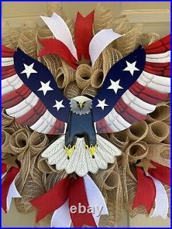 Patriotic Eagle Wreath for Front Door 24x24x7 Independence day #1256
