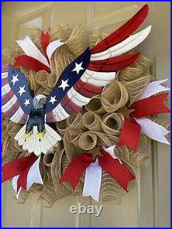 Patriotic Eagle Wreath for Front Door 24x24x7 Independence day #1256