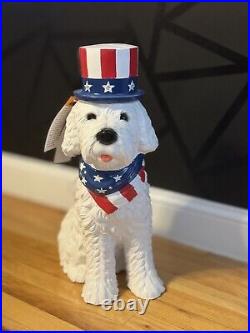 Patriotic Resin Doodle Dog Outdoor LED lighted 21 Tall 4th Of July Decoration
