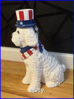 Patriotic Resin Doodle Dog Outdoor LED lighted 21 Tall 4th Of July Decoration