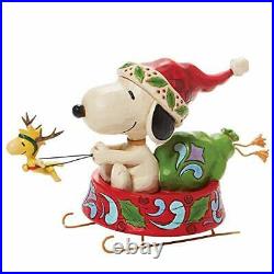 Peanuts Snooy Dashing Through The Holidays in Dog Bowl Sled Figurine