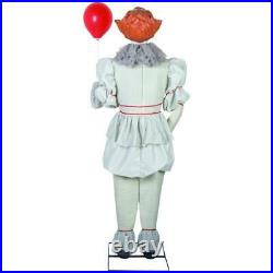 Pennywise 6' Standing IT Clown Halloween Decor Lights Animated Sound Red Balloon