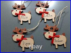 Personalised Reindeer Wooden Hanging Rudolph Christmas Tree Decoration Bauble