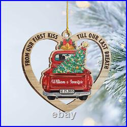 Personalized Couple Christmas Wood Ornament 2022 Customized Ornaments for Couple
