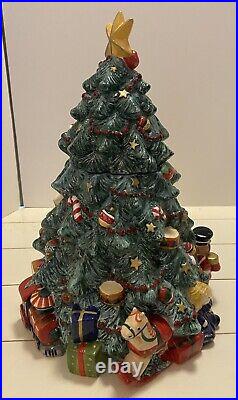Pfaltzgraff Christmas Tree with Toys Cookie Jar 418-540-00 Holiday Garland