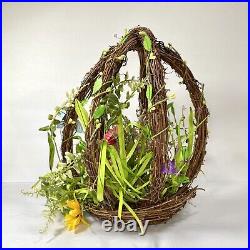 Pier 1 Bunny Rabbit Organic Egg Nest Floral Easter Centerpiece Spring Butterfly