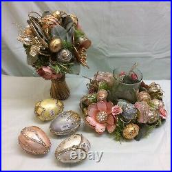 Pier 1 Glam Easter Capiz Candleholder Centerpiece Egg Floral Arrangement NEW