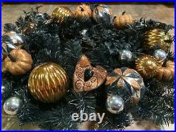 Pier 1 Imports 25 Halloween Black Wreath Glitter Pumpkin Ornaments Rare NWT