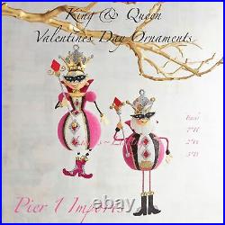 Pier 1 Valentines Day Glittered King 12 & Queen 11.5 Of Diamonds Figurine Set
