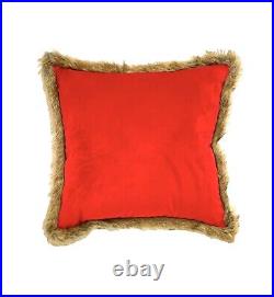 Pillow Red Velvet with Faux Fur Trim Pair Down Filled Feather Christmas Decor