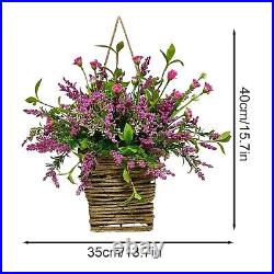 Pink Berries And Wildflowers Door Hanging Basket Wreath Spring Decoration