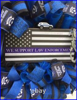Police Wreath Thin Blue Line Wreaths Back The Blue Handmade We Support Police